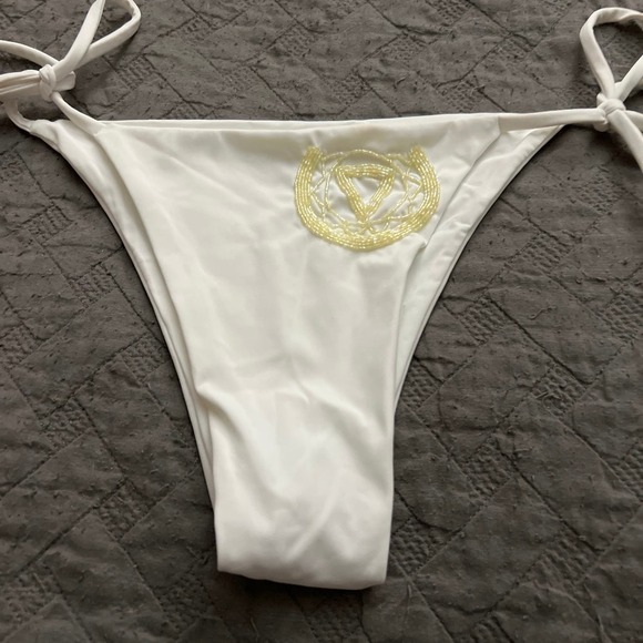 Oceanus x CINTA White Chakra Full Bikini M Hand Beaded Off-Shoulder Swimwear NWT - Picture 7 of 13